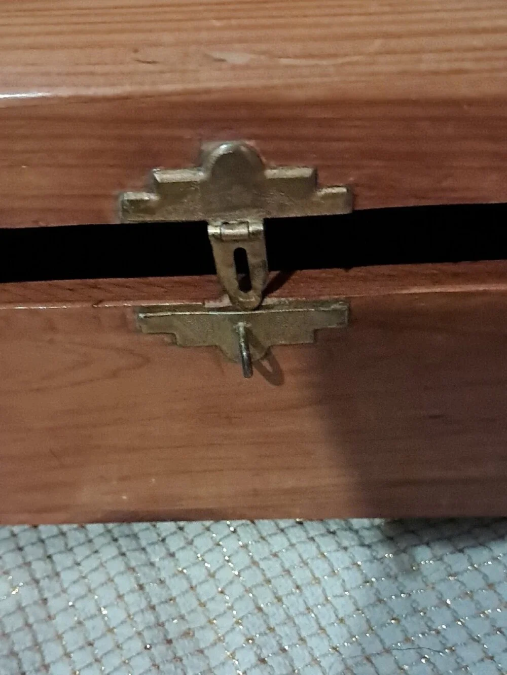Wooden Cedar Treasure Chest Jewelry Box with Brass Accents - Refurbished
